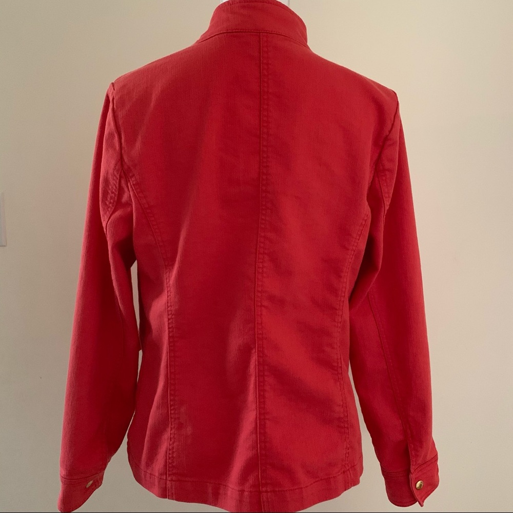 •Liz Claiborne• Coral Denim Zipper Jacket-Size XL - Picture 7 of 9